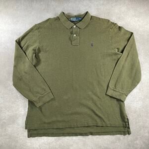 Vintage Polo by Ralph Lauren Embroidered Logo Olive Green Long Sleeve Button Up